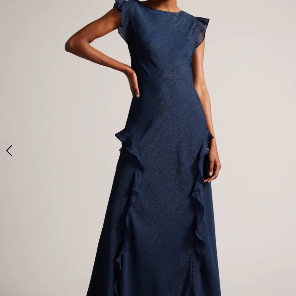 Ted Baker London Laurae Shimmer ruffle bias cut maxi